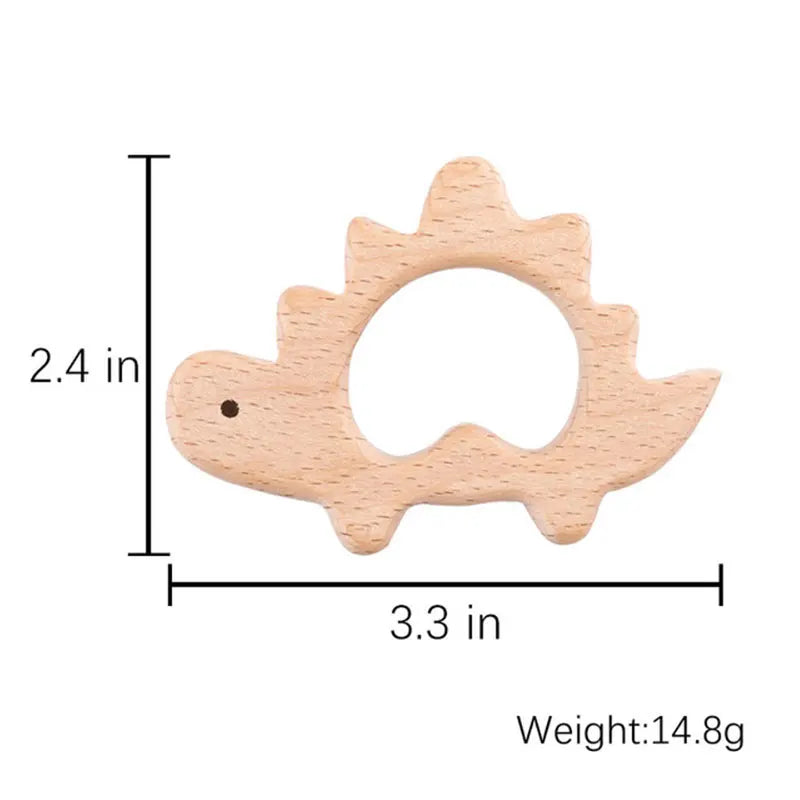 Wooden Animal Teether Set - Natural Beech Wood (10 Pieces)