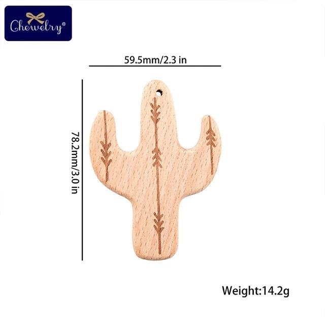 Wooden Animal Teether Set - Natural Beech Wood (10 Pieces)
