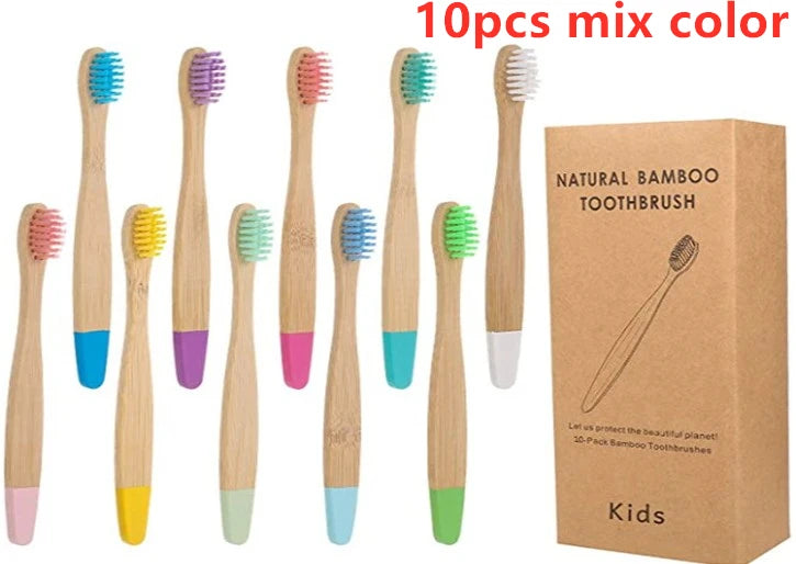Organic Bamboo Toothbrush for Kids - Eco-Friendly Soft Bristle (10 Colors)