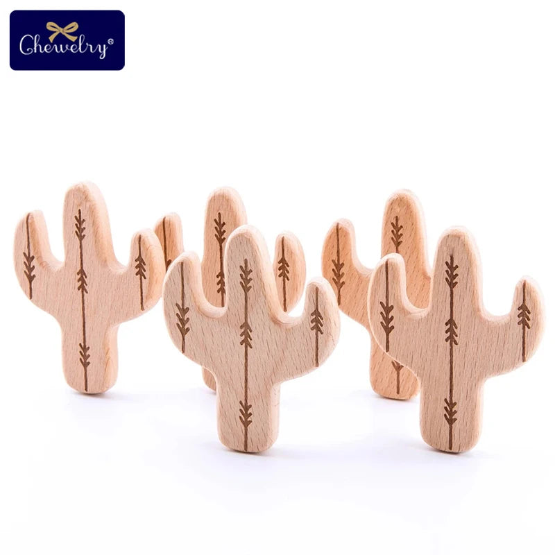Wooden Animal Teether Set - Natural Beech Wood (10 Pieces)