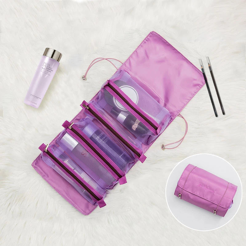 4 in 1 Cosmetic Bag Set - Mesh Separable Foldable Makeup Organizer