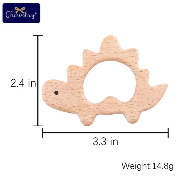 Wooden Animal Teether Set - Natural Beech Wood (10 Pieces)