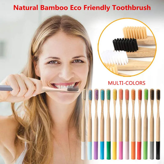 Bamboo Fiber Toothbrush Set - Eco-Friendly Soft Bristle (5 or 10 Pack)