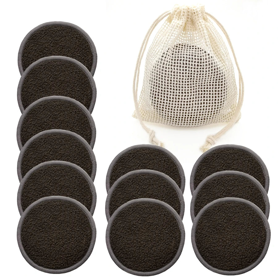 Reusable Bamboo Makeup Remover Pads - 12 Pack Washable Cotton Rounds