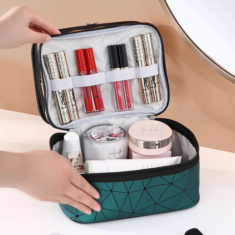 Double Transparent Cosmetic Bag - Large Capacity Travel Makeup Organizer