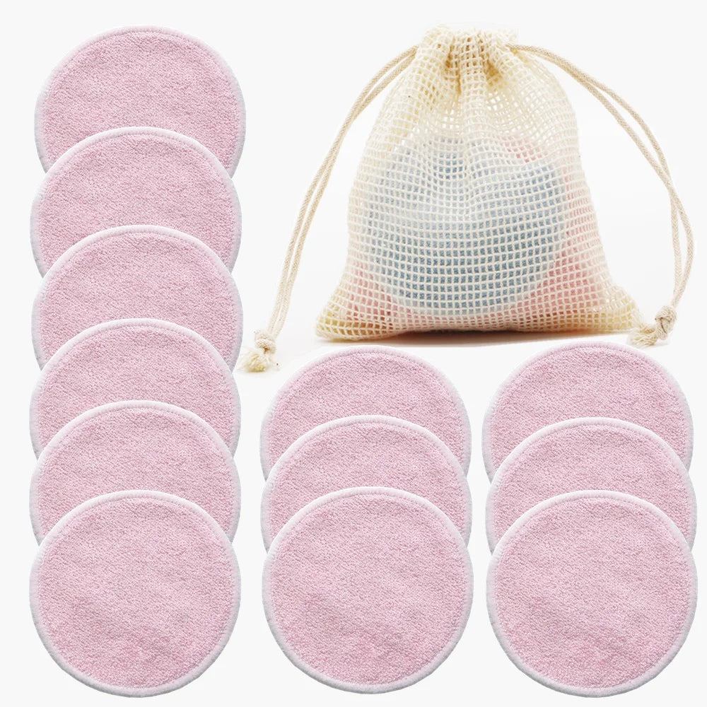 Reusable Bamboo Makeup Remover Pads - 12 Pack Washable Cotton Rounds