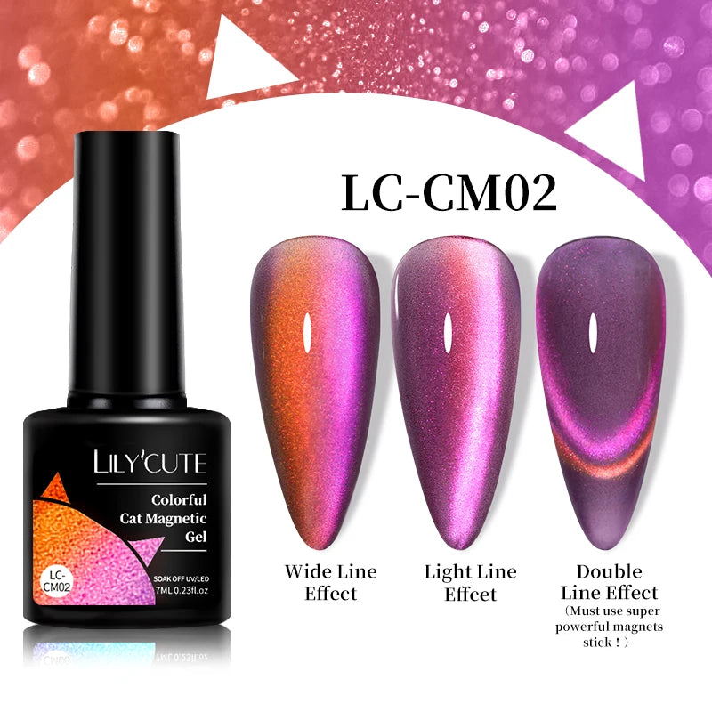 LILYCUTE 7ML 9D Cat Eye Magnetic Gel Polish - Iridescent Effect