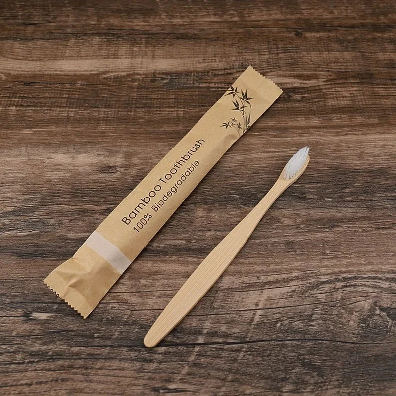 Colorful Bamboo Toothbrush Set - Charcoal Soft Bristle (10 Pack)