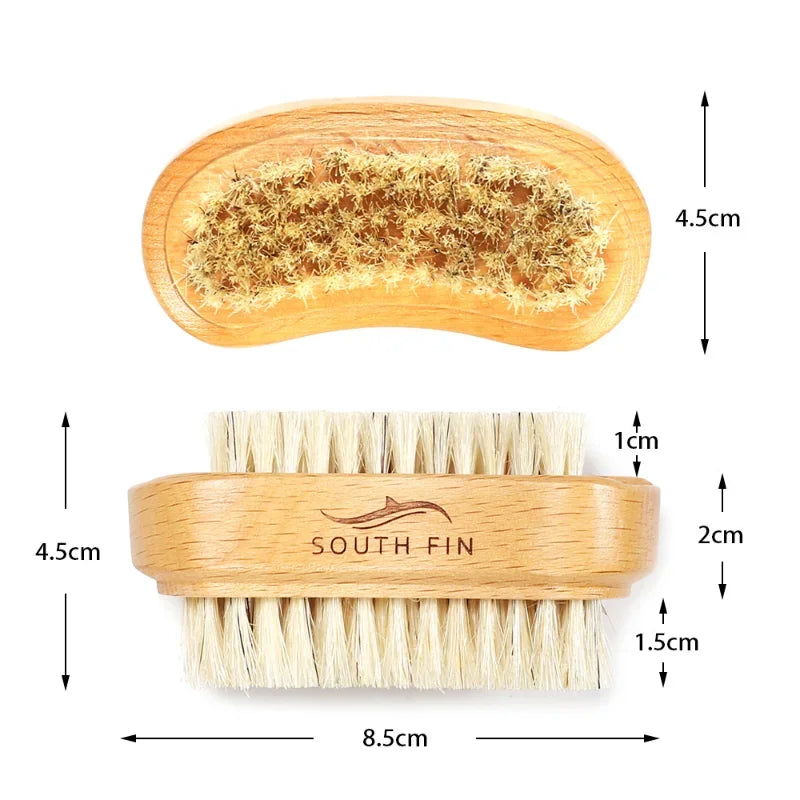 Double-Sided Nail Cleaning Brush - Wooden Handle Manicure Tool