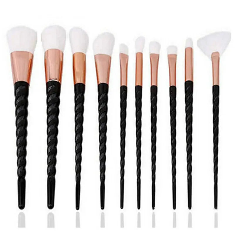 Unicorn Makeup Brush Set - 10 Piece Glitter Foundation & Eye Kit