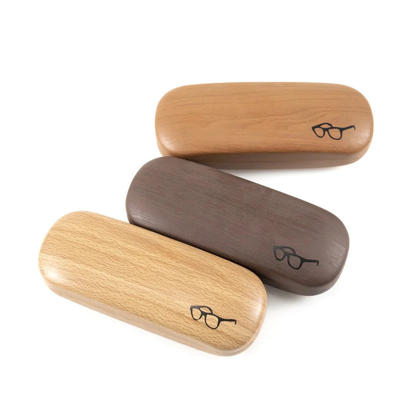 Hard Glasses Case - Wood Grain Eyeglass Protector for Reading Glasses