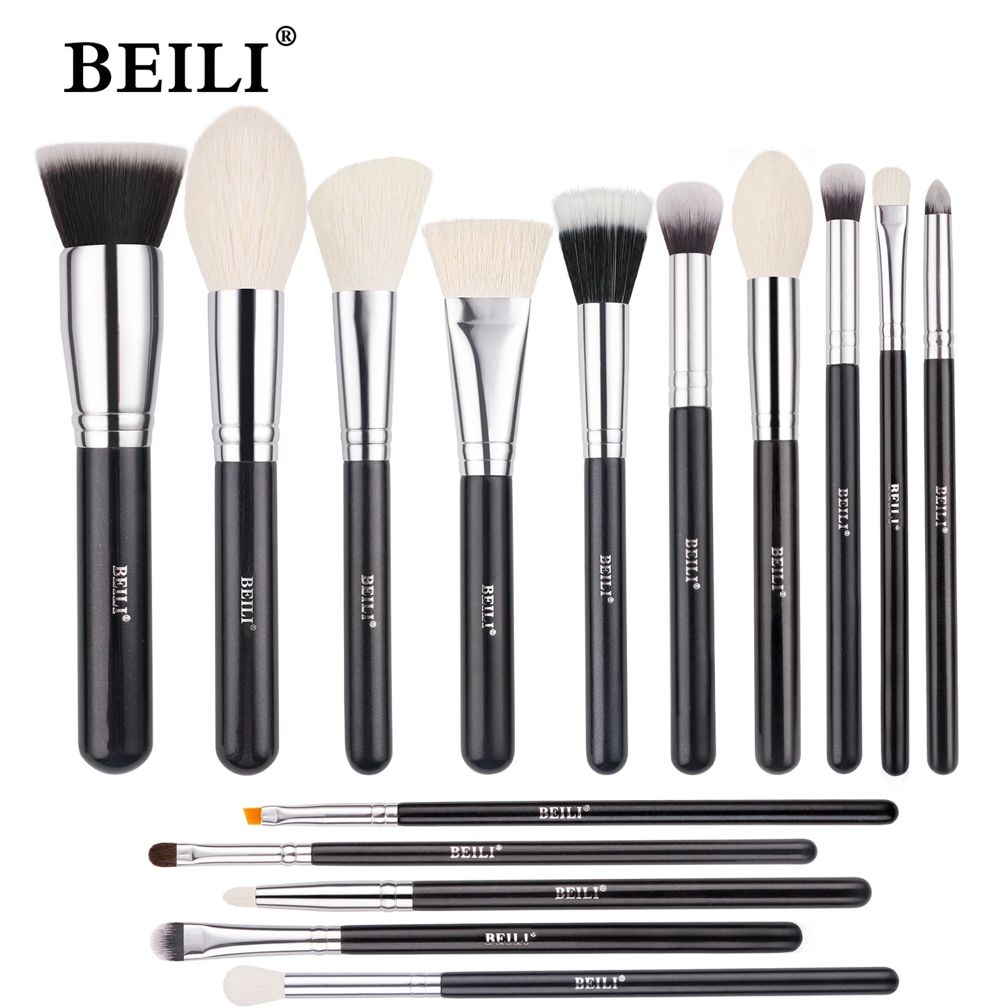 BEILI 30 Piece Black Makeup Brush Set - Professional Goat Hair Kit
