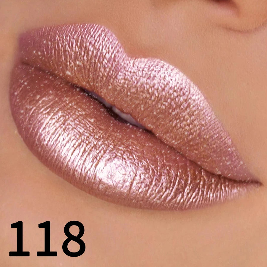 KAFURUX Glitter Lipstick - Hydrating Metallic Finish (19 Colors)