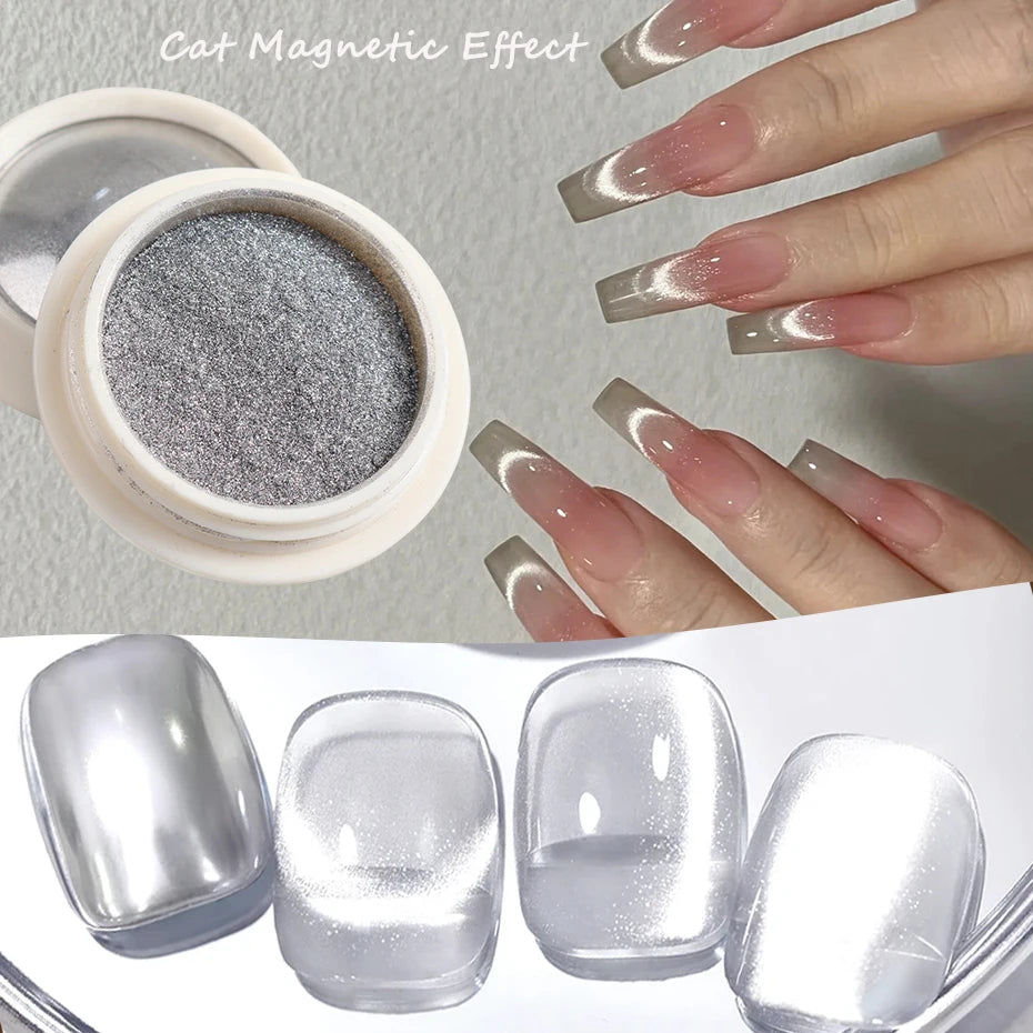 Aurora Cat Eye Magnetic Nail Powder - Chrome Chameleon Effect Glitter