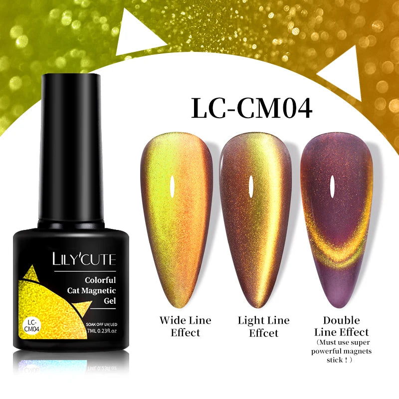 LILYCUTE 7ML 9D Cat Eye Magnetic Gel Polish - Iridescent Effect