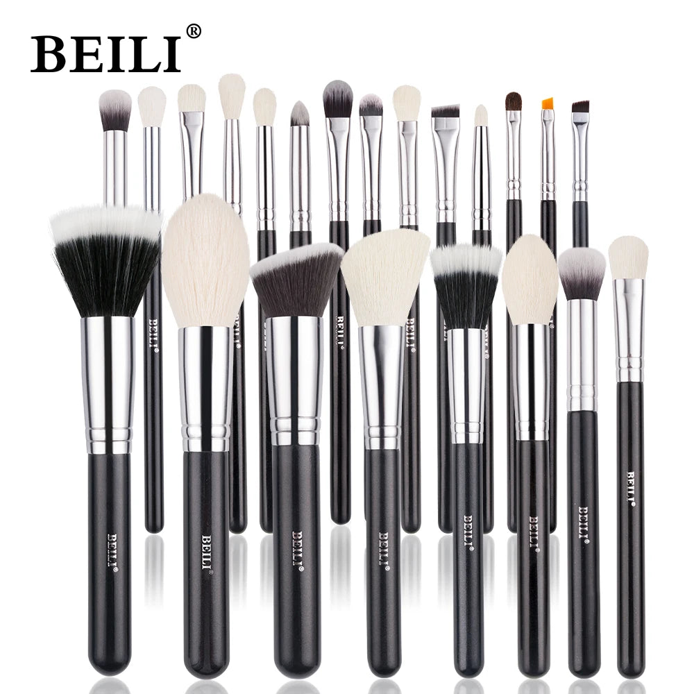 BEILI 30 Piece Black Makeup Brush Set - Professional Goat Hair Kit