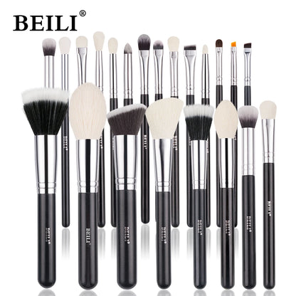 BEILI 30 Piece Black Makeup Brush Set - Professional Goat Hair Kit