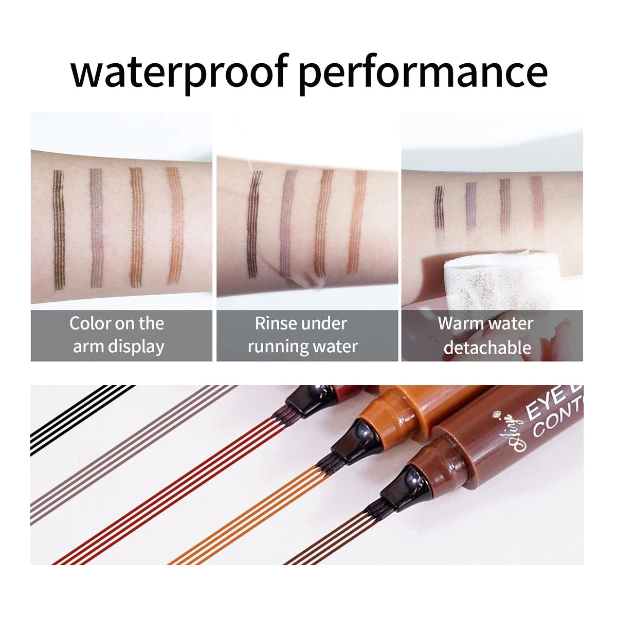5-Color Eyebrow Pen - Waterproof 4 Split Tip Tattoo Pen