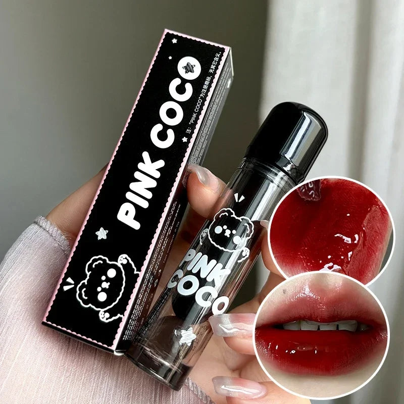 Mirror Glass Lip Tint - Punk Dark Red Waterproof Lip Glaze
