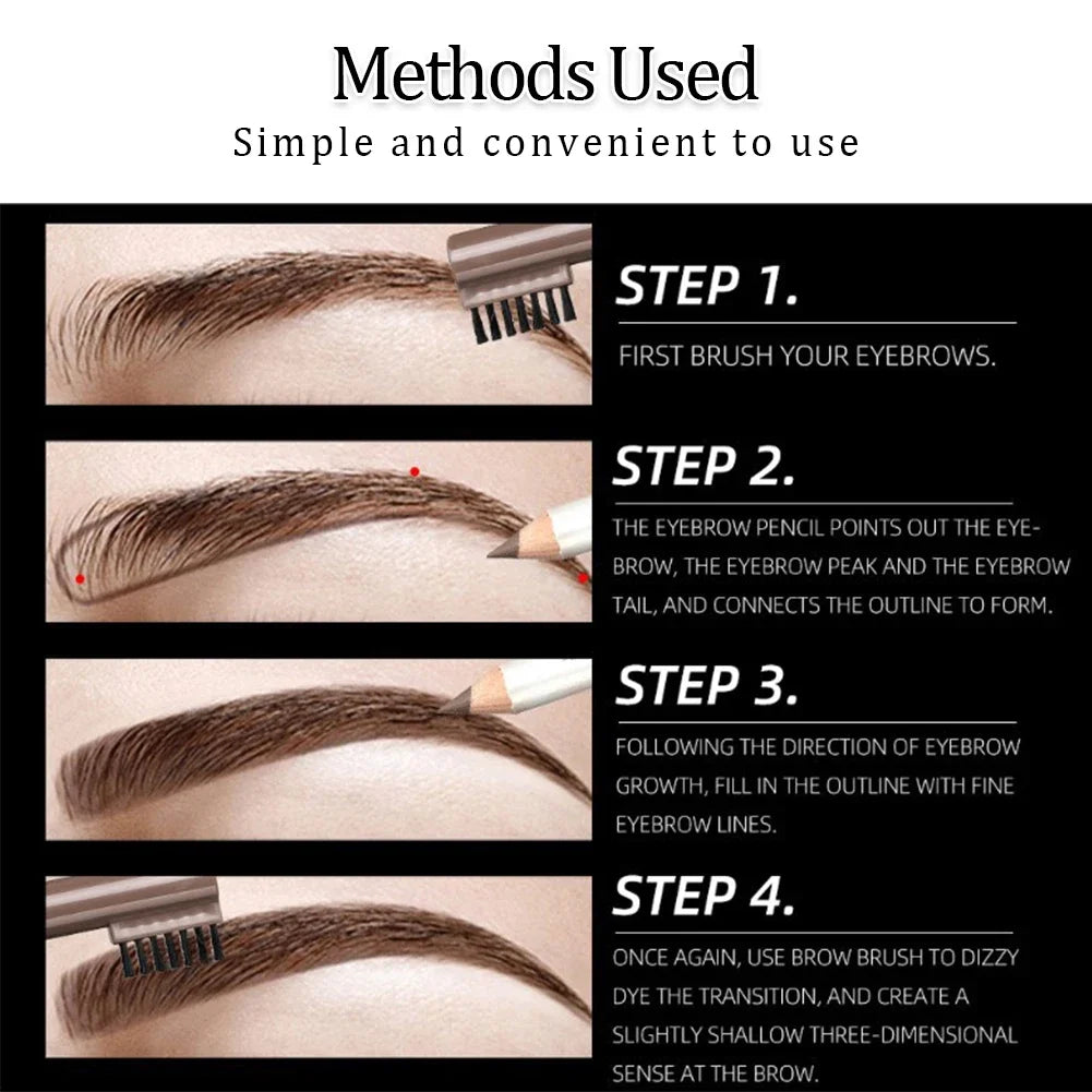 Waterproof Eyebrow Pencil - Long-Lasting Brown & Black