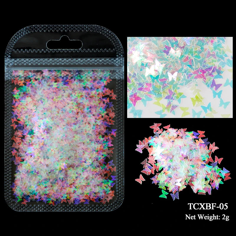 Holographic Nail Art Glitter - Laser Star Butterfly Sequins 2g
