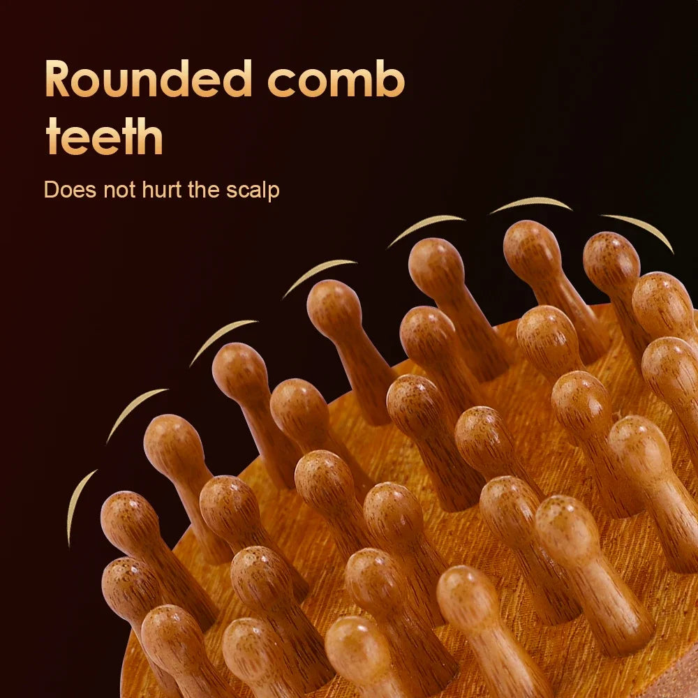 Sandalwood Massage Comb - Finger Ring Scalp Massager and Gua Sha Tool