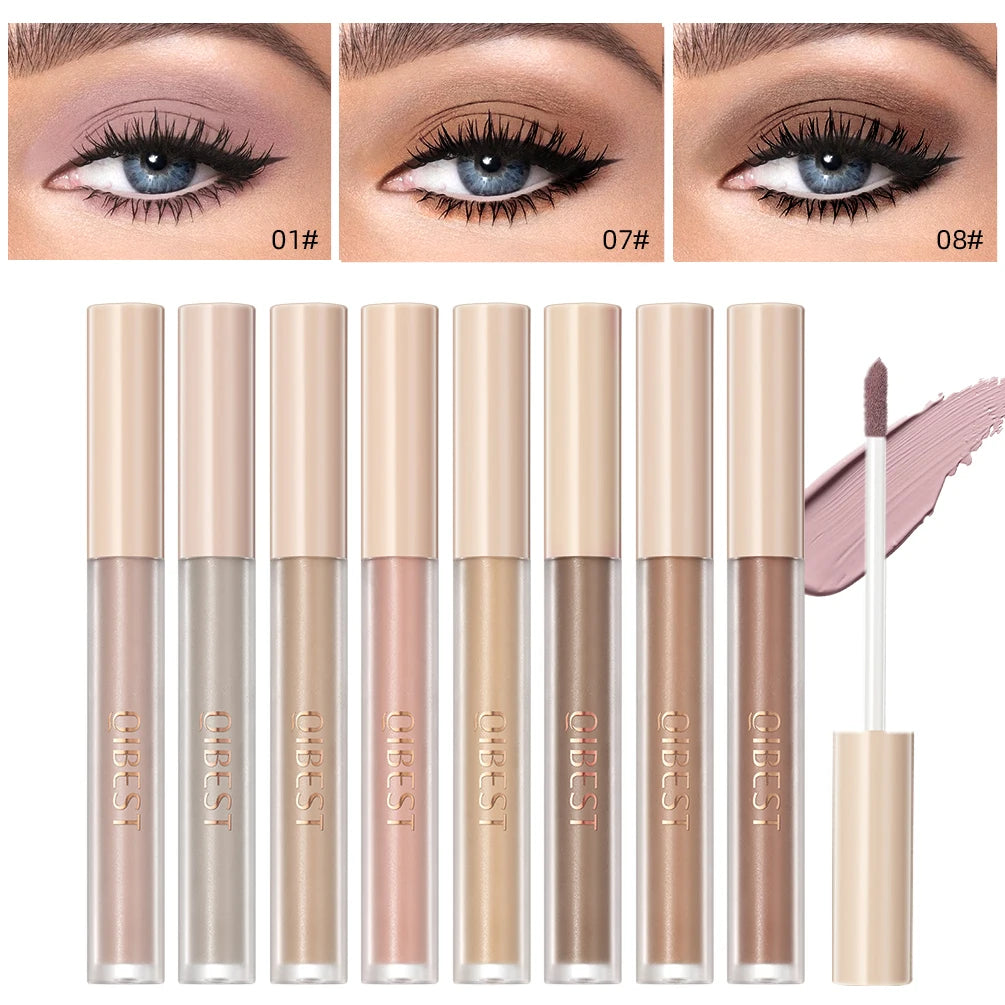 QIBEST 8-Color Matte Liquid Eyeshadow Stick - Waterproof Metallic