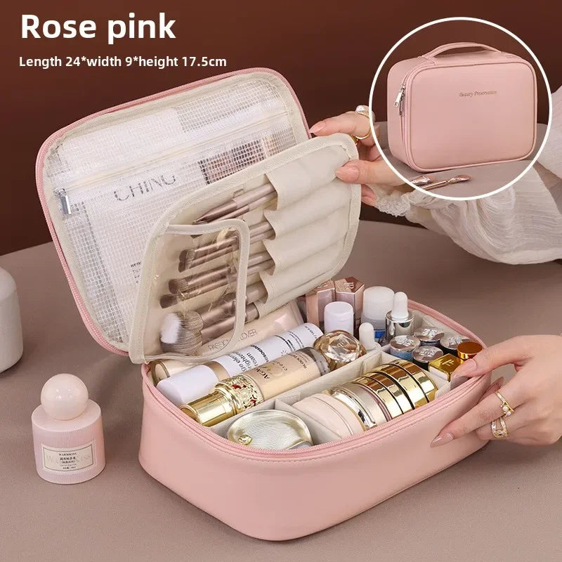 Luxury Makeup Bag - Large Capacity PU Leather Travel Organizer