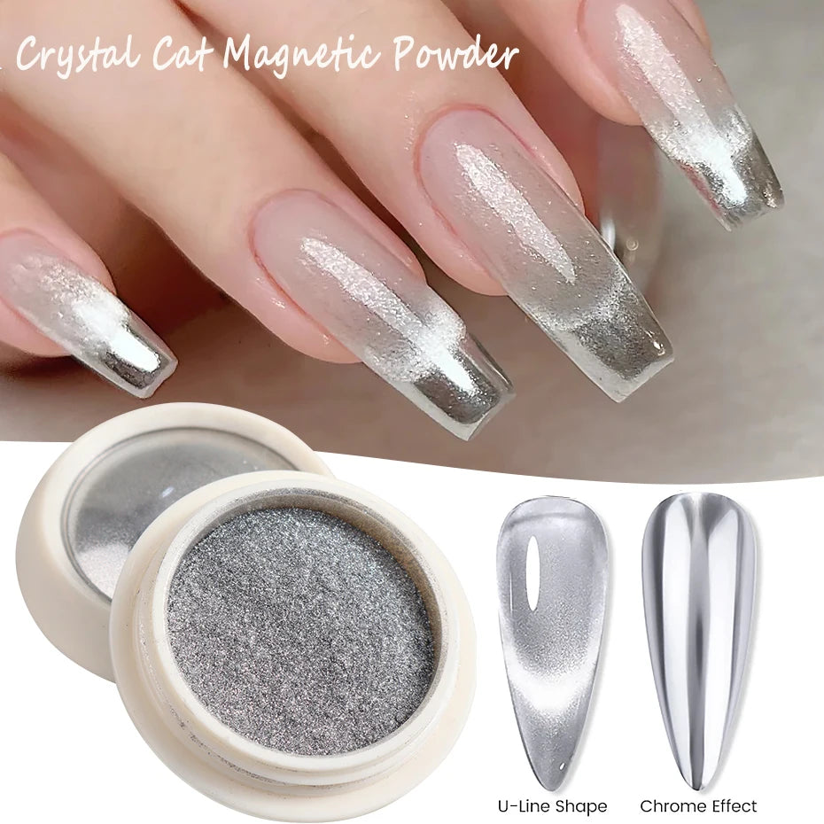 Aurora Cat Eye Magnetic Nail Powder - Chrome Chameleon Effect Glitter