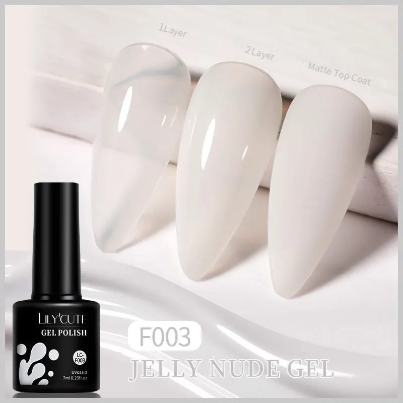 LILYCUTE 7ML Jelly Amber Gel Polish - Leopard Pattern Nail Art