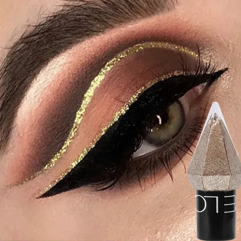 Pearlescent Diamond Gold Liquid Eyeshadow & Eyeliner Stick - Waterproof Glitter