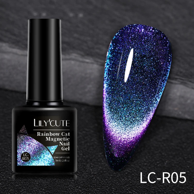 LILYCUTE 7ML 9D Cat Eye Magnetic Gel Polish - Iridescent Effect