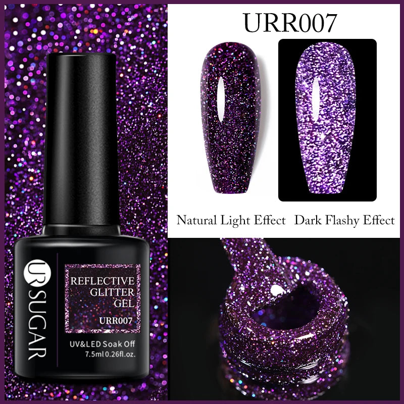 UR SUGAR 7.5ML Reflective Glitter Gel - Pink Sequins Nail Polish