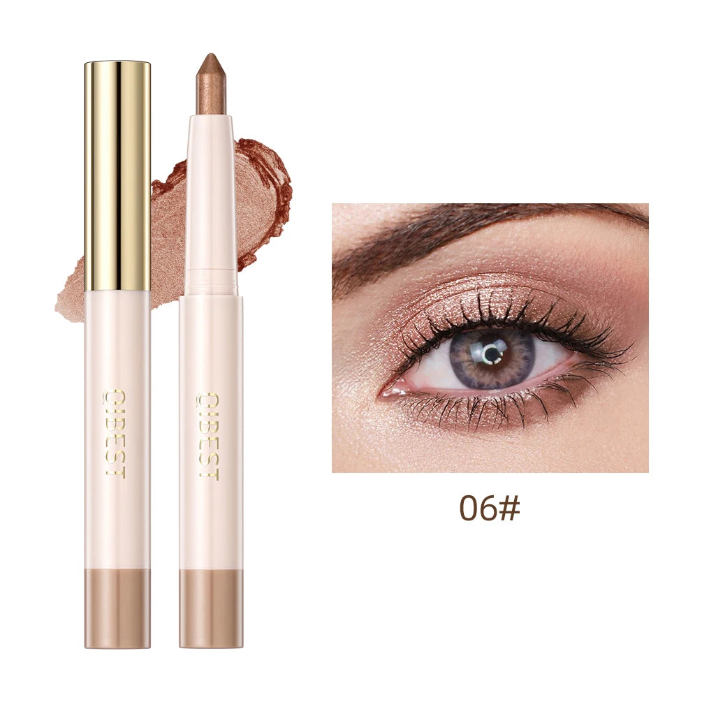 QIBEST Waterproof Pearlescent Eyeshadow Pencil - Glitter Shimmer Highlighter