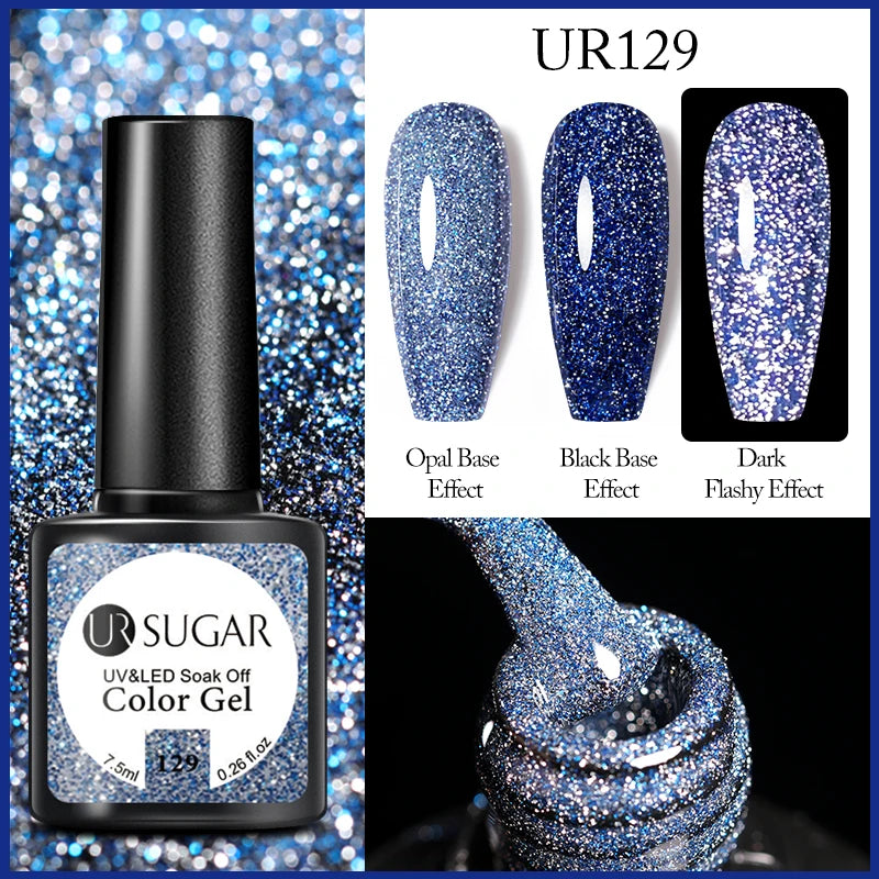 UR SUGAR 7.5ML Reflective Glitter Gel - Pink Sequins Nail Polish
