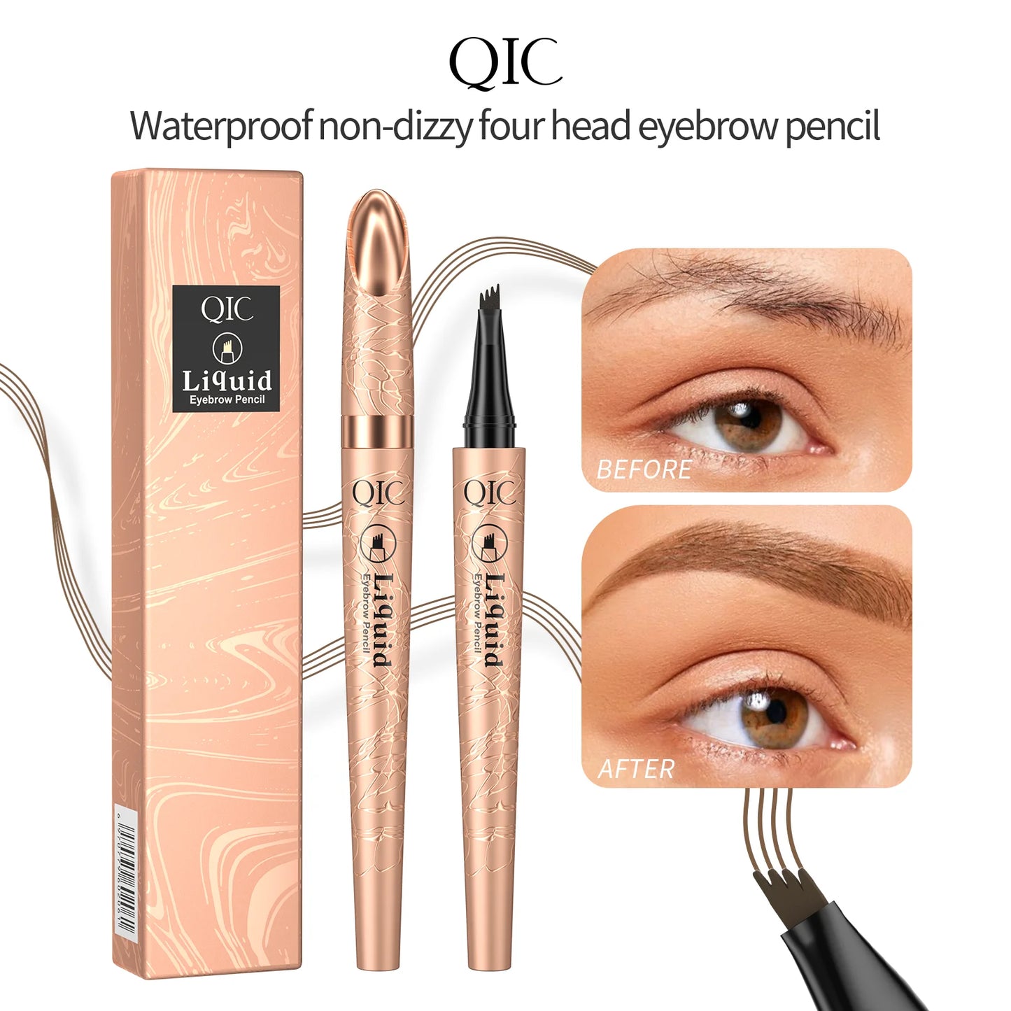 Liquid Waterproof Eyebrow Pencil - 4 Tip Microblade Pen
