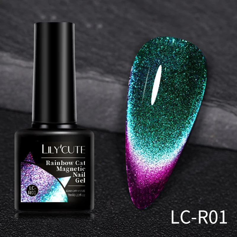 LILYCUTE 7ML 9D Cat Eye Magnetic Gel Polish - Iridescent Effect