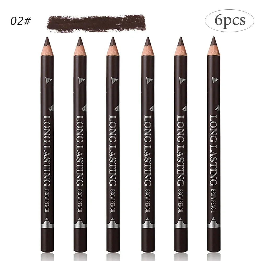 Waterproof Eyebrow Pencil Set - Professional Natural Black Brown (6/12 Pack)