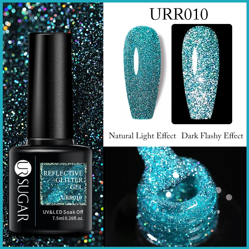 UR SUGAR 7.5ML Reflective Glitter Gel - Pink Sequins Nail Polish
