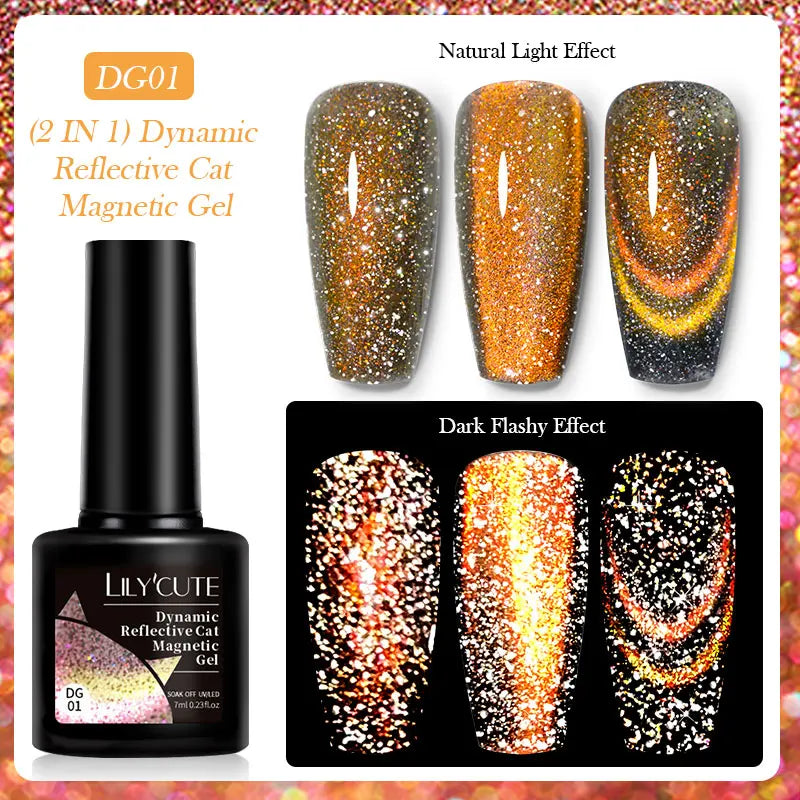 LILYCUTE 7ML 9D Cat Eye Magnetic Gel Polish - Iridescent Effect
