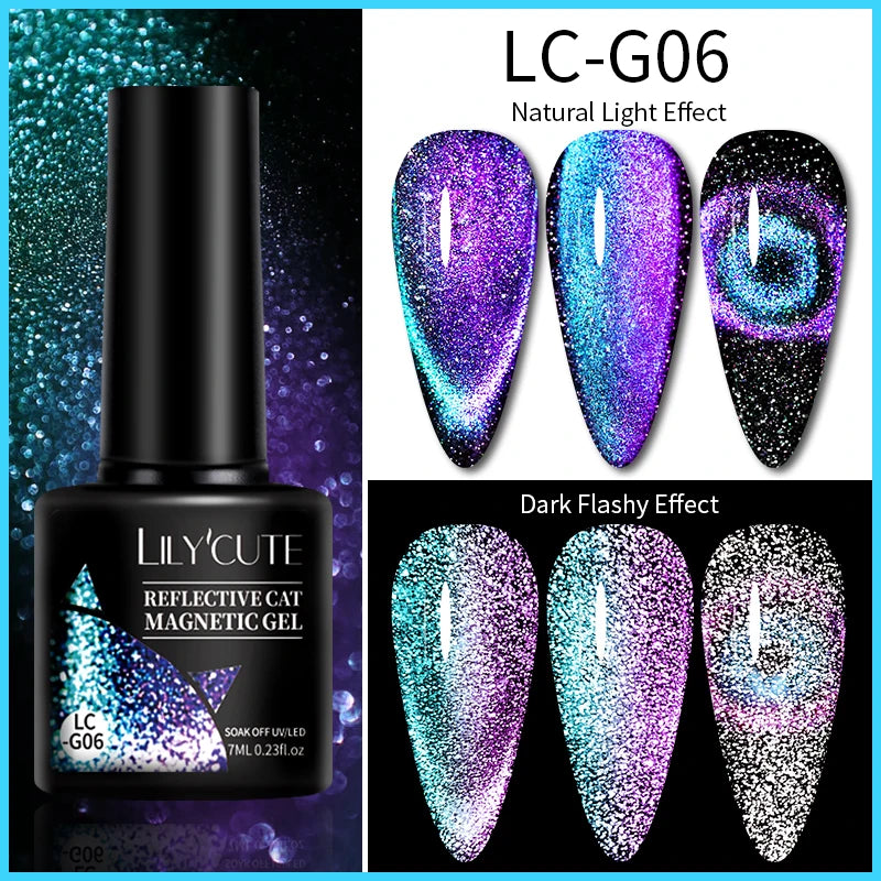 LILYCUTE 7ML 9D Cat Eye Magnetic Gel Polish - Iridescent Effect