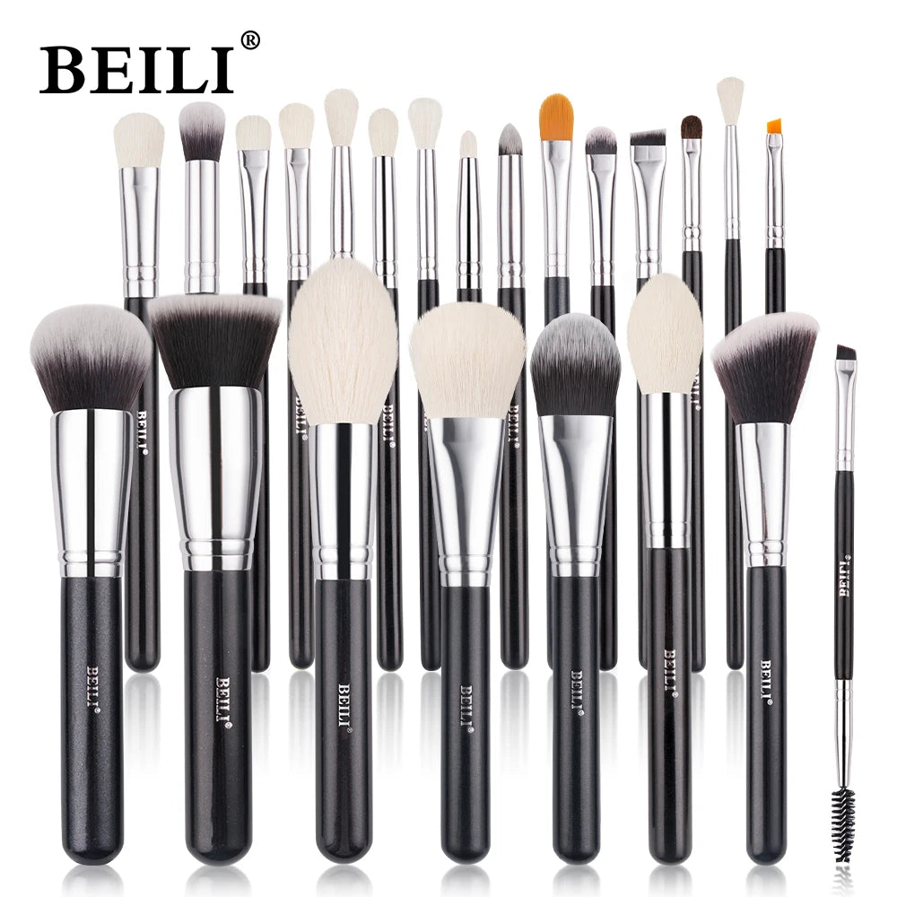 BEILI 30 Piece Black Makeup Brush Set - Professional Goat Hair Kit
