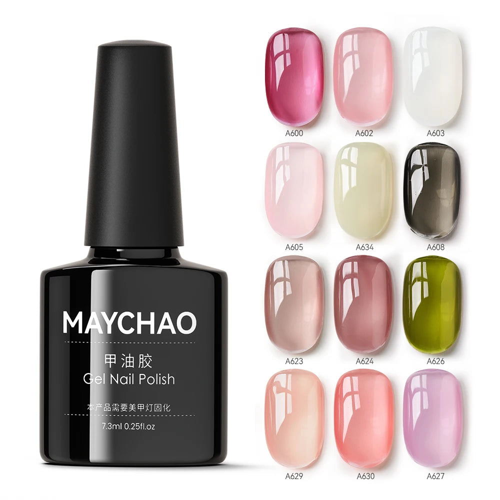 MAYCHAO 7.3ML Transparent Jelly Gel Polish - Nude Collection