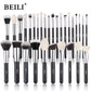 BEILI 30 Piece Black Makeup Brush Set - Professional Goat Hair Kit
