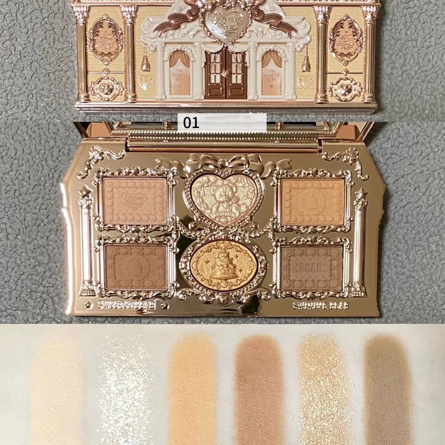 Flowerknows Strawberry Cupid Eyeshadow Palette - Blush Highlighter Bronzer Set 14g