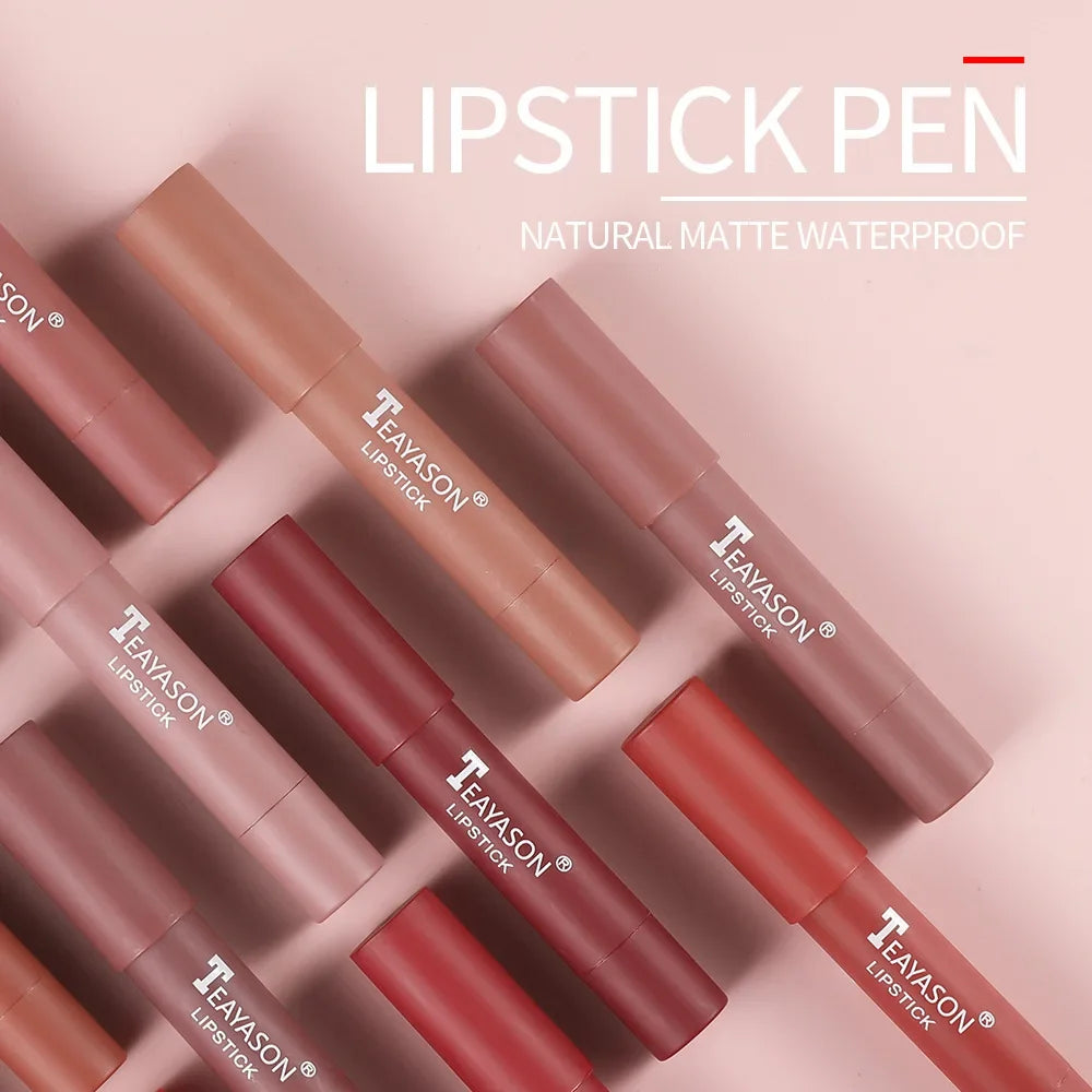 Velvet Matte Lipstick Pencil - Waterproof Lip Liner (12 Colors)
