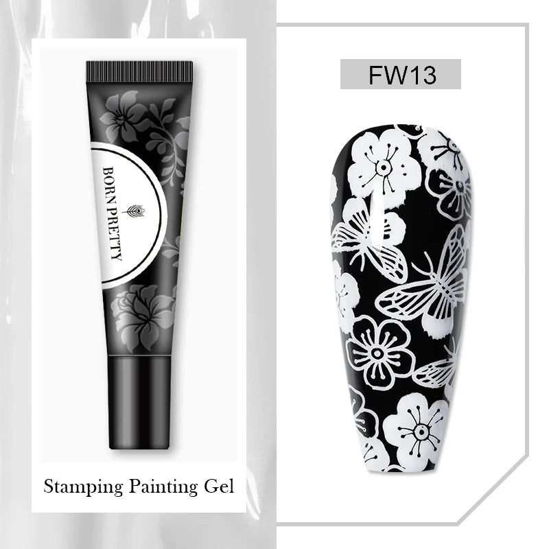 BORN PRETTY 8ML Stamping Gel Polish - Black White Gold Silver