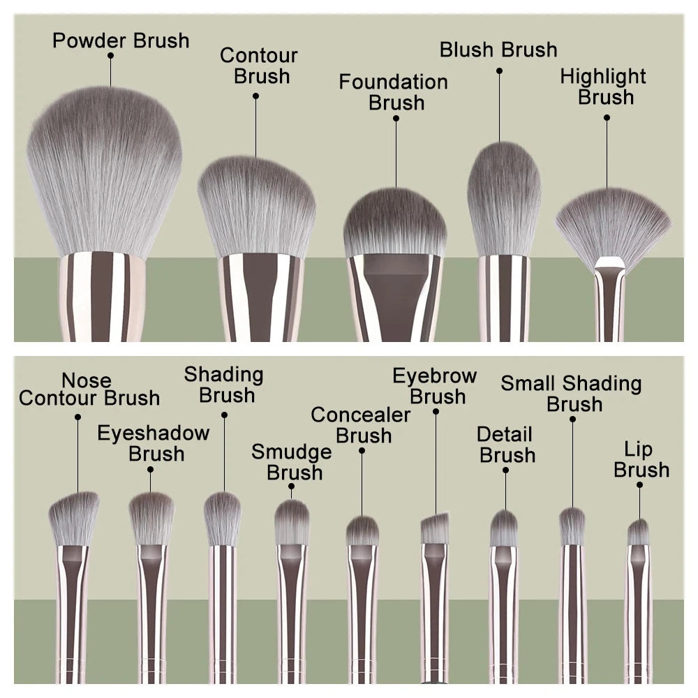 JTFIL 14 Piece Makeup Brush Set - Soft Fluffy Foundation & Eye Kit