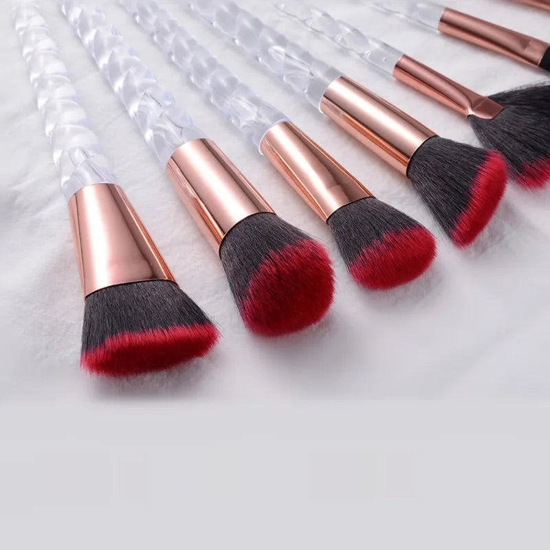 Unicorn Makeup Brush Set - 10 Piece Glitter Foundation & Eye Kit