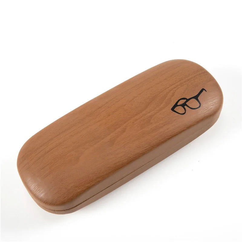 Hard Glasses Case - Wood Grain Eyeglass Protector for Reading Glasses